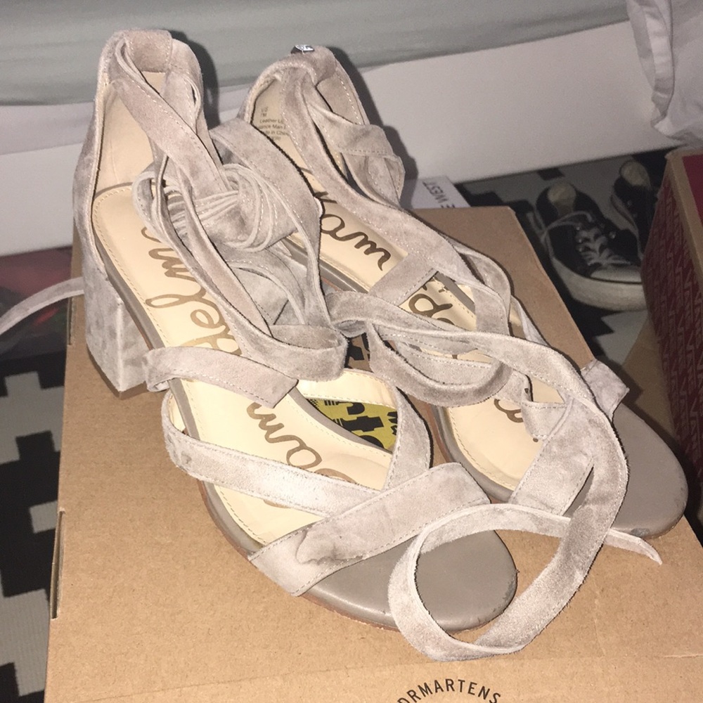 Sam Edelman tan tie up heels Sz 7
